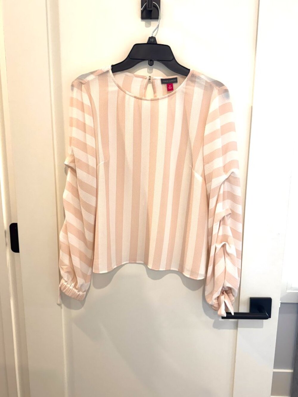 Vince Camuto Blush and Cream Striped Blouse